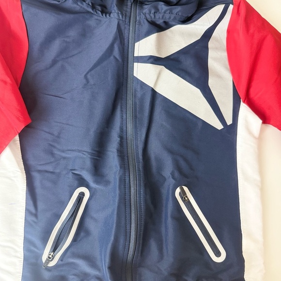 Reebok Colorblock Windbreaker Jacket Kids Size XS (4/5) – Red Navy White - Picture 3 of 6